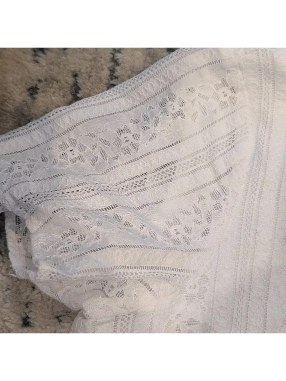 Michael Kors White Eyelit Fringe Short Sleeve Shirt